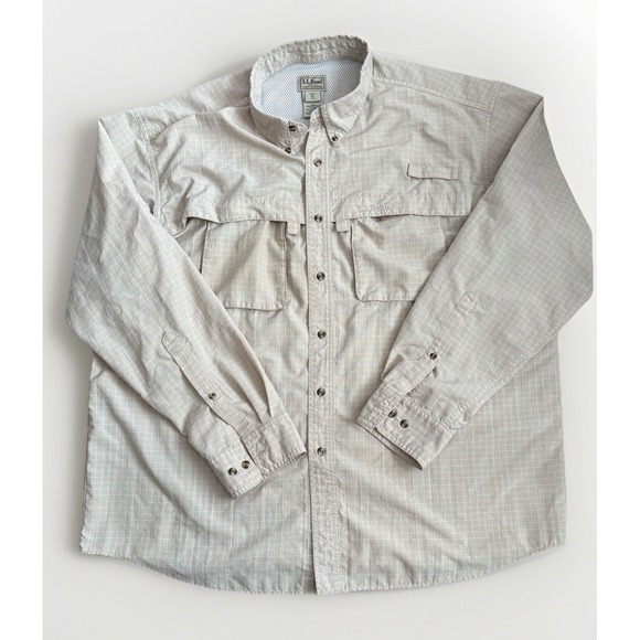 L.L. Bean Other - LL Bean Shirt Mens XL Beige Tan Vented Lightweight Fishing Outdoor Button Up PFG